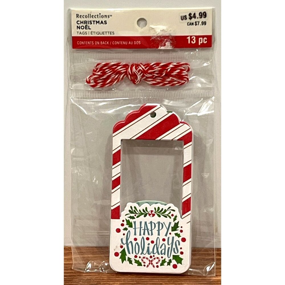 Recollections Christmas Noel Holiday Gift Tags With Red Twine Set 528473